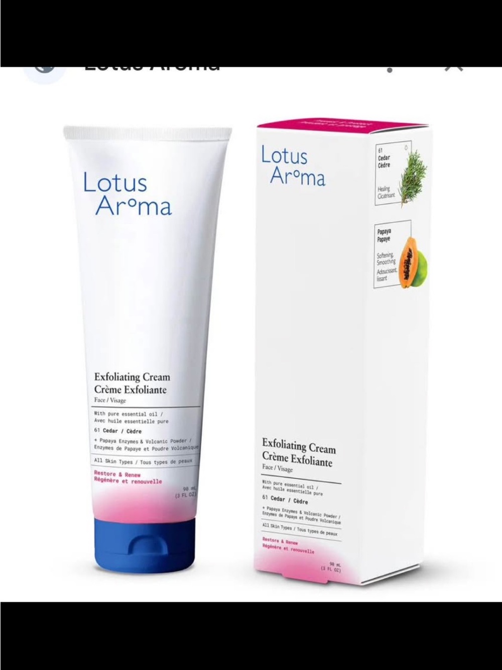 Organic Vegan Natural Lotus Aroma Exfoliating Cream Restores/Renews/Brightens 🇨🇦